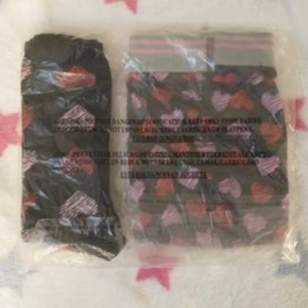 With Love Handcrafted mens socks Boxer briefs set size Small red pink hearts